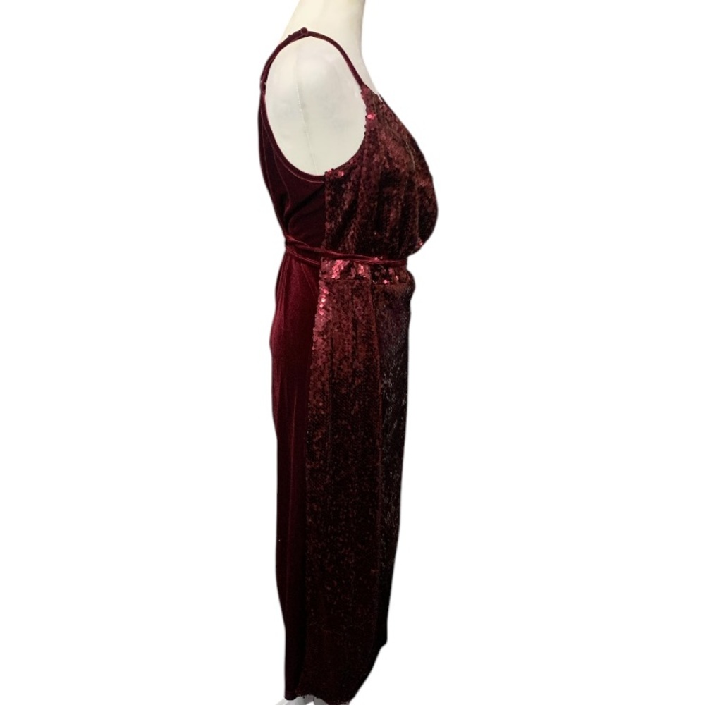 Elegant Sequins & Velvet Cami Wrap Midi Dress - Picture 5 of 6